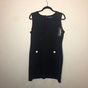 Karl Lagerfeld Dress with Flower Buttons on Front Pockets - Blue - 14